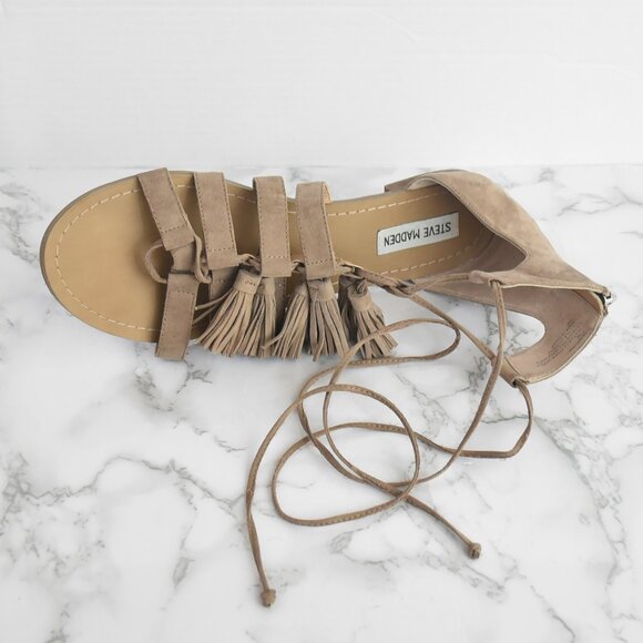 Steve Madden Monrowe Strappy Suede Tassels Gladiator Sandals Size 11 M - Picture 5 of 9